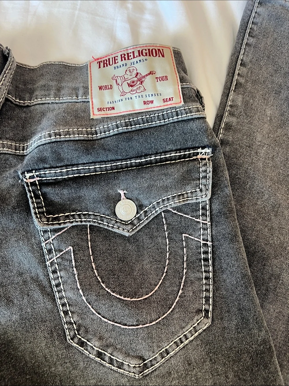 True Religion GENO Gray Washed Back Pocket Jeans